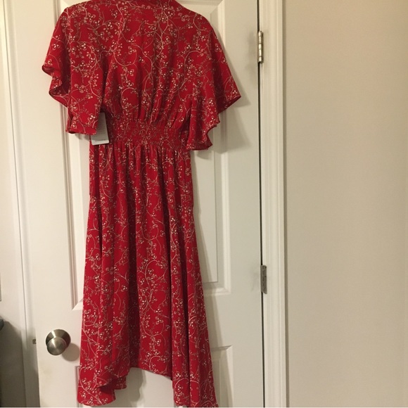 NWT Max Studio Flutter Sleeve Tie Neck Dress - Picture 4 of 5